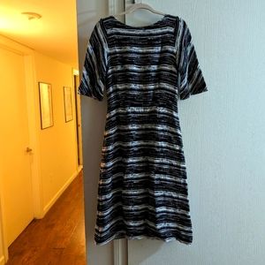 Goat Womens Blk/Wht Striped Cotton Canvas Dress w/ Detachabable Belt - Size 6